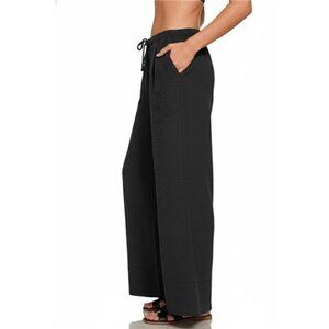 Zenana Woven Airflow Drawstring Pants